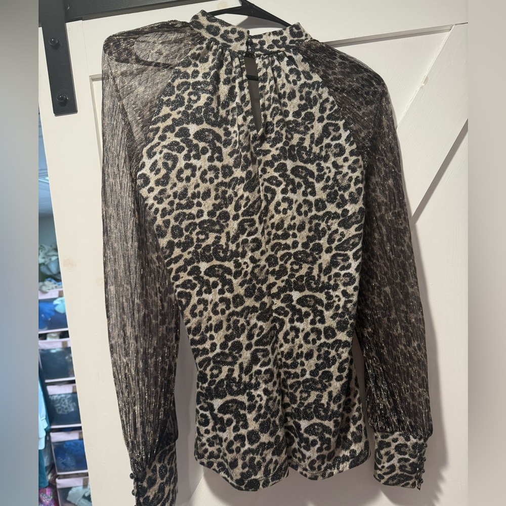 Leopard print mesh top